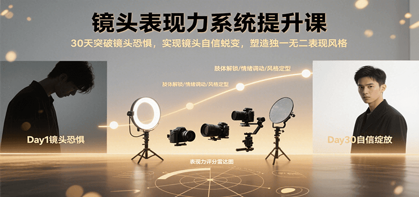 镜头表现力系统提升课,30天突破镜头恐惧实现自信蜕变,塑造独一无二表现风格-九才资源网