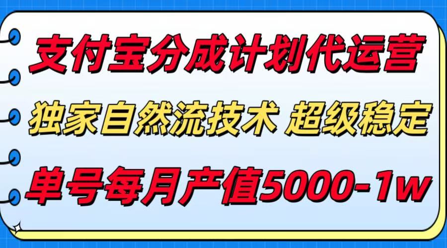 支付宝分成计划代运营,独家自然流技术,收益稳定,单号月产5000+-九才资源网
