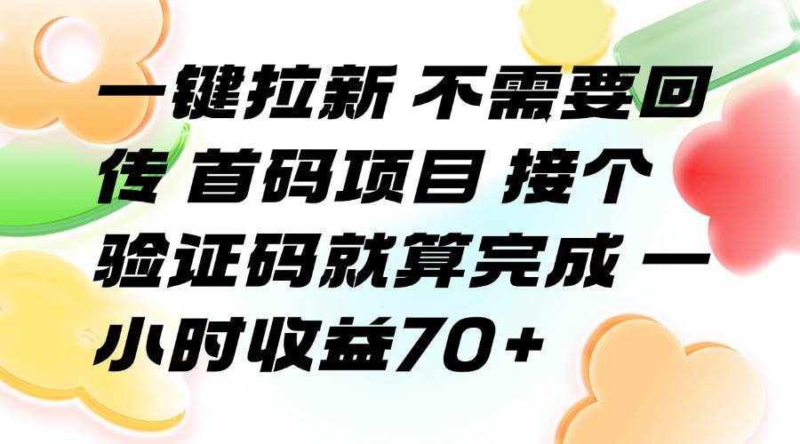 (15588期)一键拉新 不需要回传 首码项目 接个验证码就算完成 一小时收益70+-九才资源网