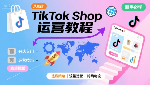 TikTok Shop从0到1运营教程,TikTok跨境电商新手必学课程-九才资源网