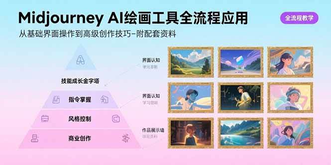 (15628期)Midjourney AI绘画工具全流程应用,从基础界面操作到高级创作-附配套资料-九才资源网