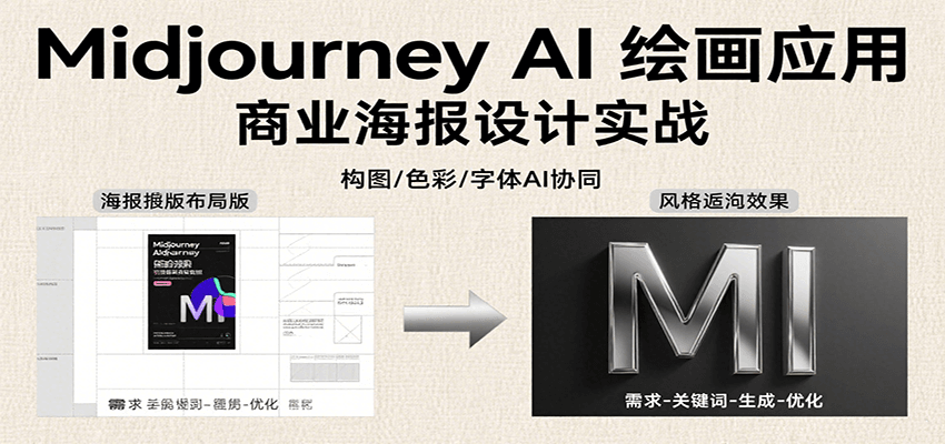 Midjourney AI绘画应用,关键词指令解析、漫画头像制作、海报设计、3D人物生成等-九才资源网