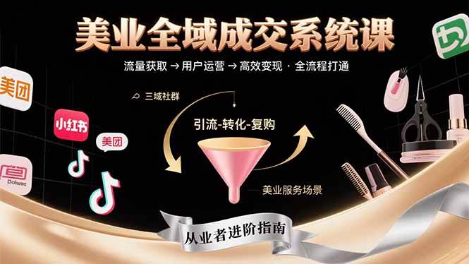 (15650期)美业全域成交系统课程:帮助美业从业者打通从流量获取到高效变现全流程-九才资源网