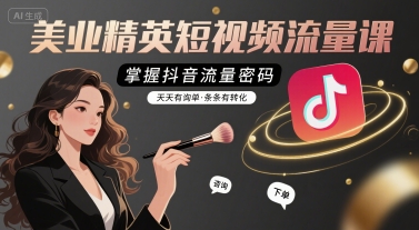 美业精英短视频流量课,掌握抖音流量密码,天天有询单,条条有转化-九才资源网