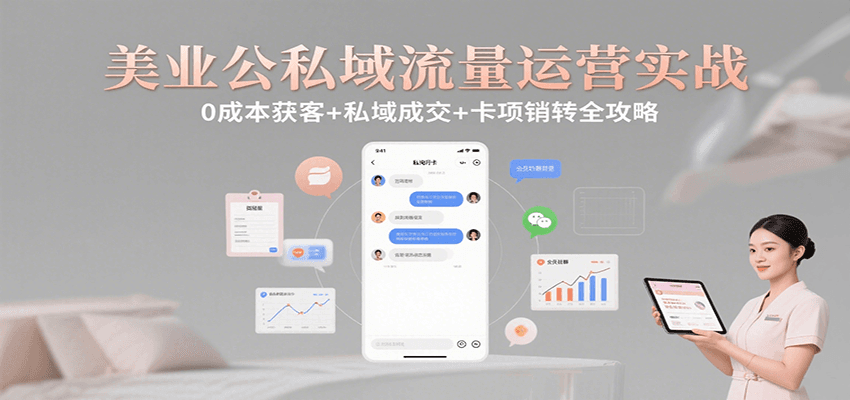 美业公私域流量运营实战:0成本获客+私域成交+卡项销转全攻略-九才资源网