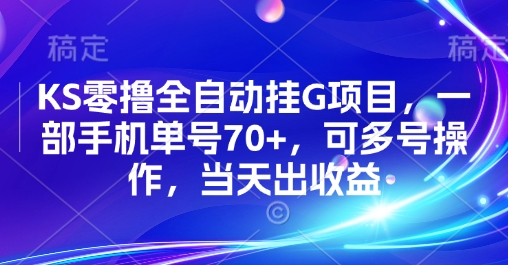 KS零撸全自动挂G项目,一部手机单号70+,可多号操作,当天出收益【揭秘】-九才资源网
