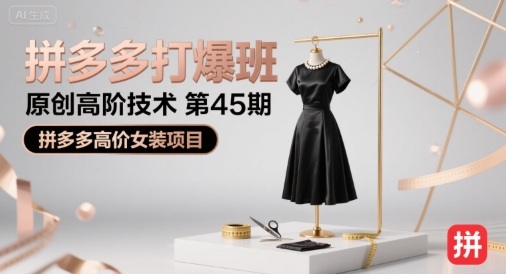 拼多多打爆班原创高阶技术第45期,拼多多高价女装项目-九才资源网