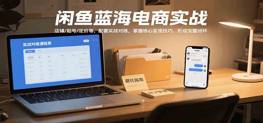 闲鱼蓝海电商实战,涵盖店铺、起号、定价等,配套实战对练,掌握核心变现技巧-九才资源网