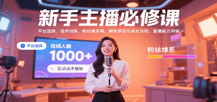 新手主播必修课:平台选择、话术训练、粉丝维系等,解析禁忌与成长法则,突破直播能力-九才资源网