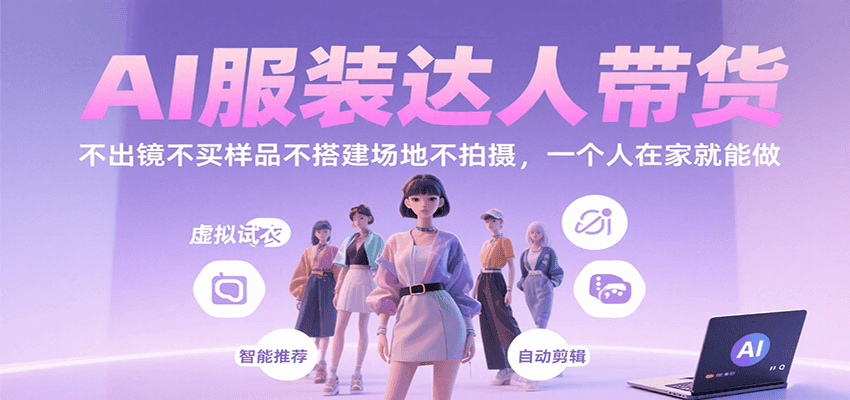 AI服装达人带货,不出镜不买样品不搭建场地不拍摄,一个人在家就能做-九才资源网