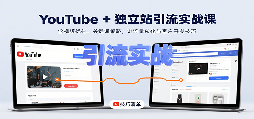 YouTube+独立站引流实战课:含视频优化、关键词策略,讲流量转化与客户开发技巧-九才资源网