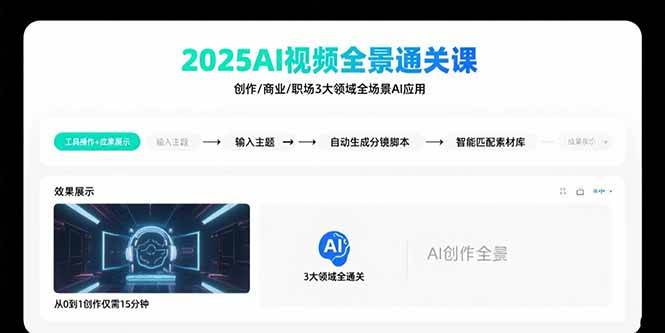 (15762期)2025AI视频全景通关课:涵盖创作/商业/职场3大领域 掌握AI全场景应用-九才资源网