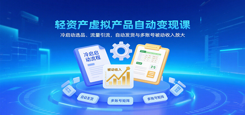 轻资产虚拟产品自动变现课,冷启动选品、流量引流,自动发货与多账号被动收入放大-九才资源网