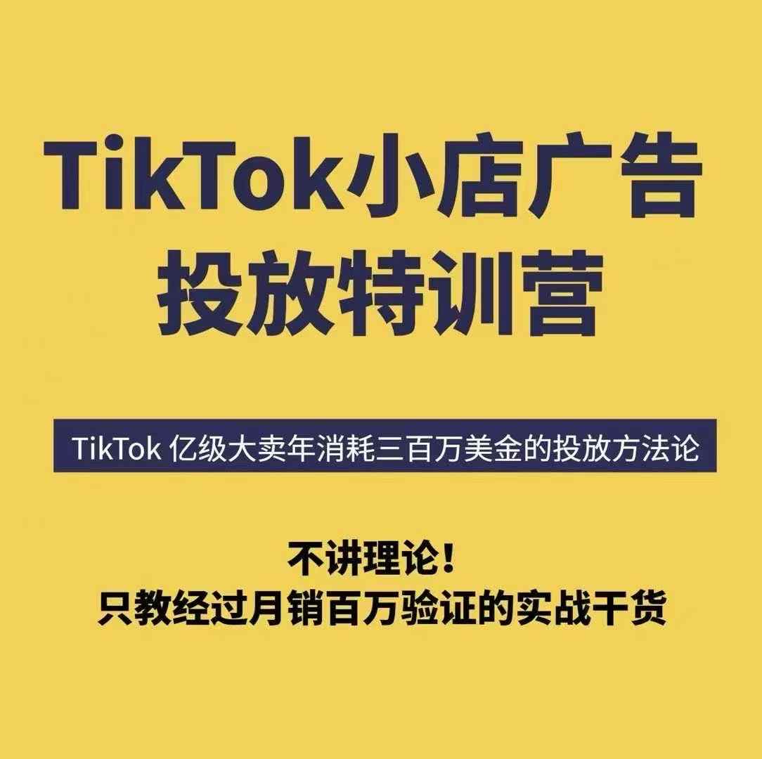 TikTok小店广告投放特训营,6天破局计划专治各种“投不动”,教你经过月销百万验证的实战干货-九才资源网