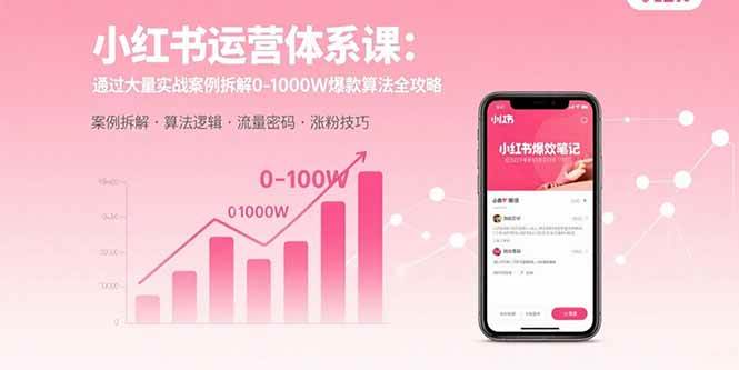 (15792期)小红书运营体系课:通过大量实战案例拆解0-1000W爆款算法全攻略-九才资源网