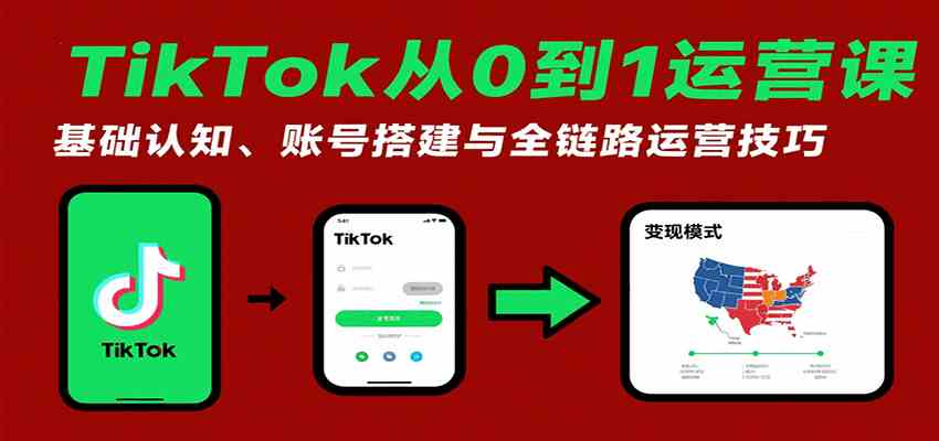 TikTok从0到1运营课:基础认知、账号搭建与全链路运营技巧-九才资源网