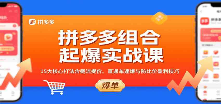 拼多多组合起爆实战课:15大核心打法含截流提价、直通车速爆与防比价盈利技巧-九才资源网