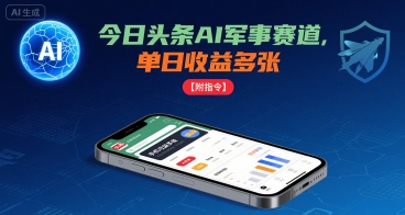 今日头条AI军事赛道,单日收益多张 ,手机可做【附指令】-九才资源网