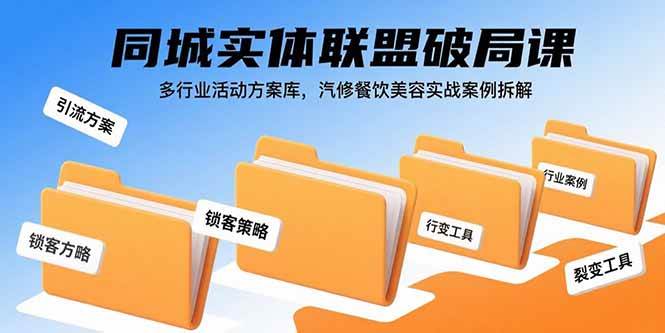 (15833期)同城实体联盟破局课,多行业活动方案库,汽修餐饮美容实战案例拆解-九才资源网