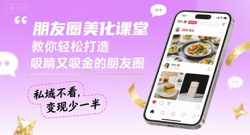 朋友圈美化课堂,教你轻松打造,吸睛又吸金的朋友圈,私域不看,变现少一半-九才资源网