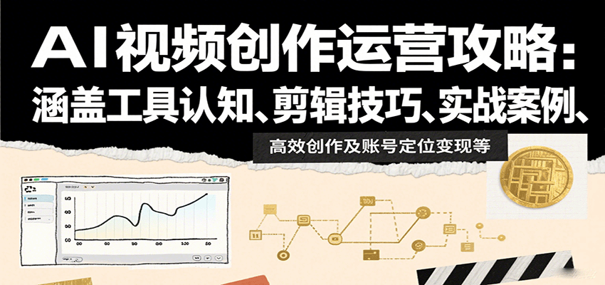 AI视频创作运营攻略:涵盖工具认知、剪辑技巧、实战案例、高效创作及账号定位变现等-九才资源网