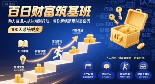 百日财富筑基班,助力普通人从认知到行动,带你解锁顶级财富密码-九才资源网
