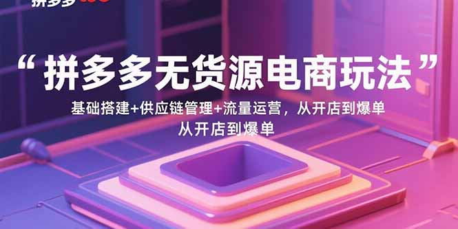 (15886期)拼多多无货源电商玩法:基础搭建+供应链管理+流量运营,从开店到爆单-九才资源网