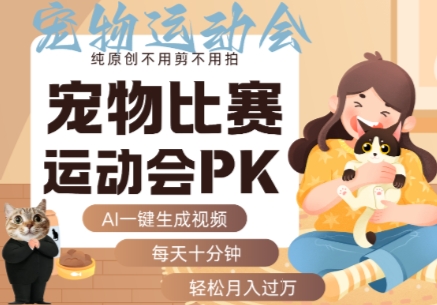 AI一键生成宠物比赛运动会PK视频,纯原创不用剪不用拍,每天十分钟,轻松月入过1W+-九才资源网