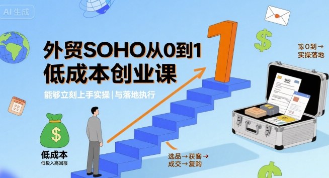 外贸SOHO从0到1低成本创业课,能够立刻上手实操与落地执行-九才资源网