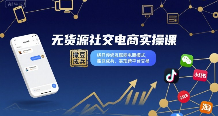 无货源社交电商实操课,绕开传统互联网电商模式,撒豆成兵,实现跨平台交易-九才资源网