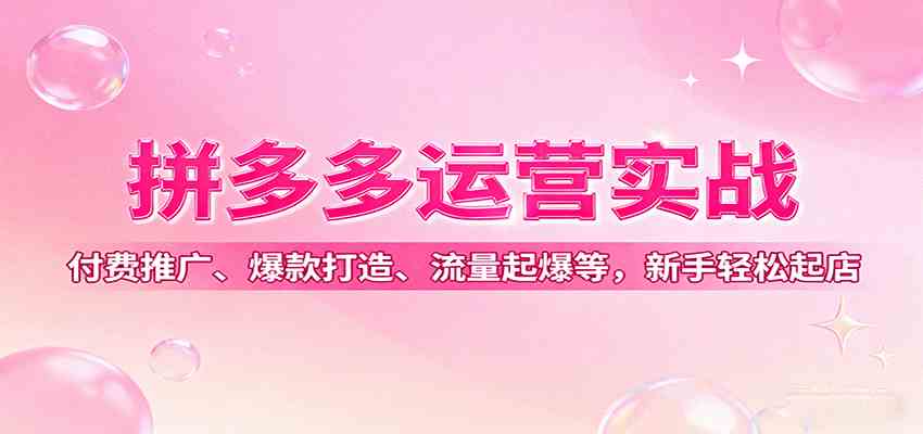 拼多多运营实战,付费推广、爆款打造、流量起爆等,新手轻松起店-九才资源网