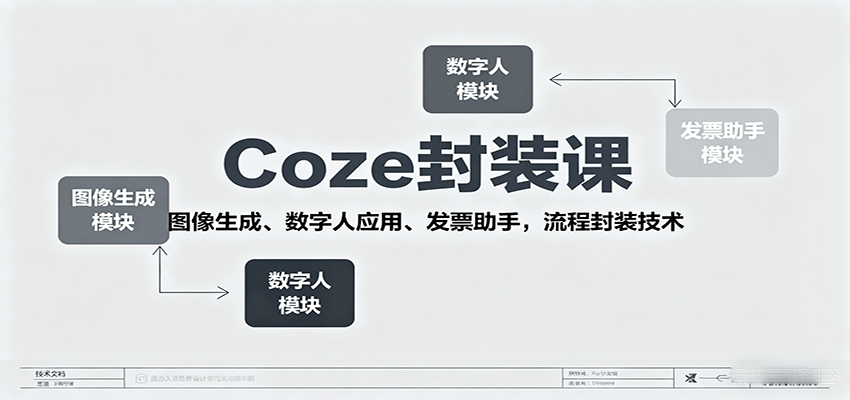 Coze封装课,图像生成、数字人应用、发票助手,流程封装技术-九才资源网