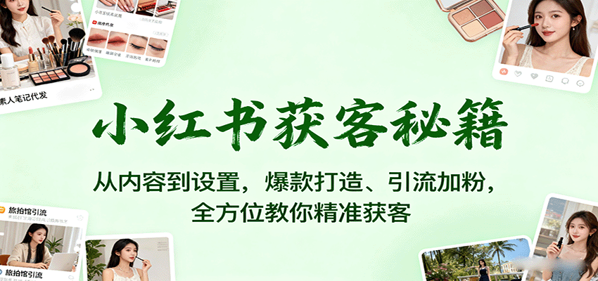 小红书获客秘籍:从内容到设置,爆款打造、引流加粉,全方位教你精准获客-九才资源网