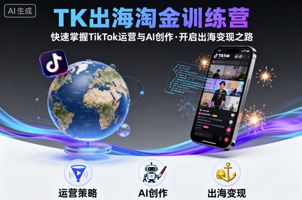 TK出海淘金训练营,助你快速掌握TikTok运营与AI创作,开启出海变现之路-九才资源网