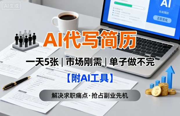 AI代写简历,一天5张,今年找工作难,市场刚需,单子做不完【附AI工具】-九才资源网
