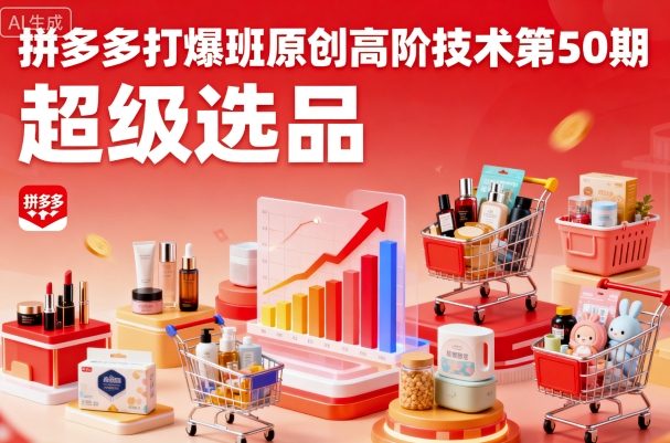 拼多多打爆班原创高阶技术第50期,超级选品-九才资源网
