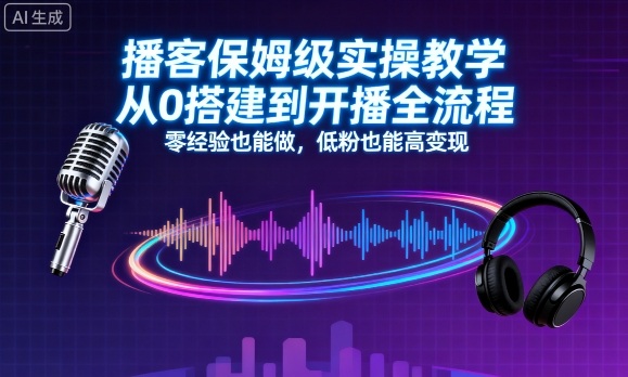 播客保姆级实操教学,从0搭建到开播全流程,零经验也能做,低粉也能高变现-九才资源网