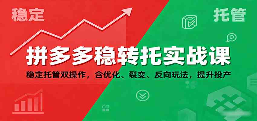 拼多多稳转托实战课:稳定托管双操作,含优化、裂变、反向玩法,提升投产-九才资源网