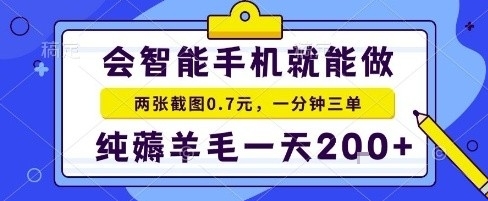 手机项目,二十秒一单,纯薅羊毛一天2张+做就有【揭秘】-九才资源网