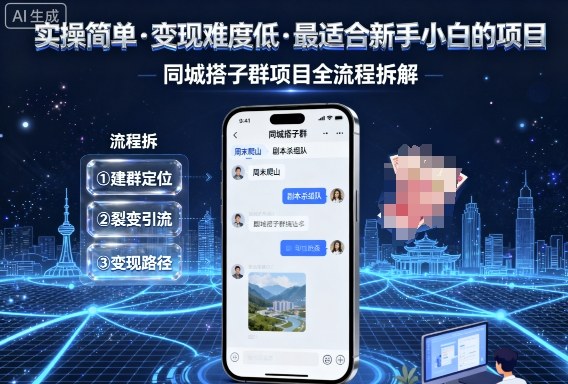 实操简单,变现难度低,最适合新手小白做的项目,每天轻松收入3张,同城搭子群项目全流程拆解-九才资源网