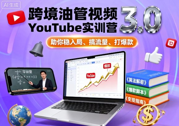 跨境油管视频YouTube实训营3.0,助你稳入局、搞流量、打爆款-九才资源网