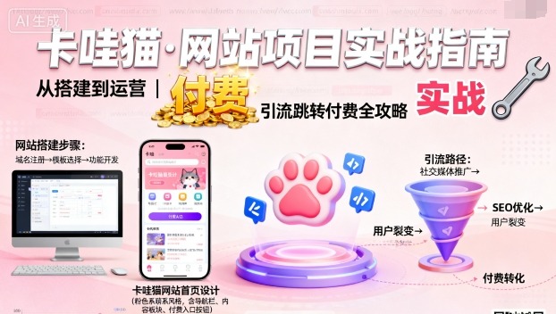 卡哇猫·网站项目,网站搭建与运营以及引流跳转付费-九才资源网