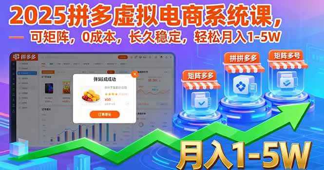 (16088期)2025拼多多虚拟电商系统课,可矩阵,0成本,长久稳定,轻松月入1-5W-九才资源网