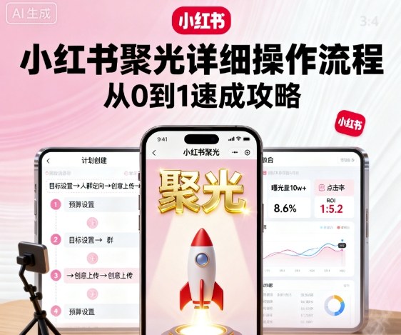 小红书聚光详细操作流程,小红书聚光从0到1速成攻略-九才资源网