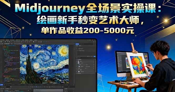 (16125期)Midjourney全场景实操课:绘画新手秒变艺术大师,单作品收益200-5000元-九才资源网