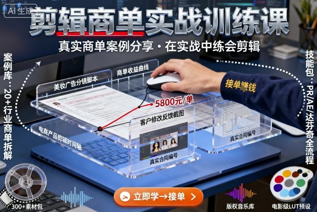 剪辑商单实战训练课,真实商单案例分享,在实战中练会剪辑-九才资源网