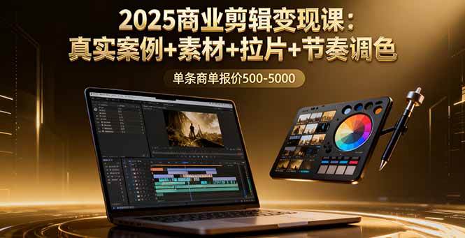(16130期)2025商业剪辑变现课:真实案例+素材+拉片+节奏调色,单条商单报价500-5000-九才资源网