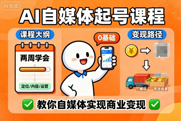 AI自媒体起号课程,0基础小白两周学会,教你自媒体实现商业变现-九才资源网