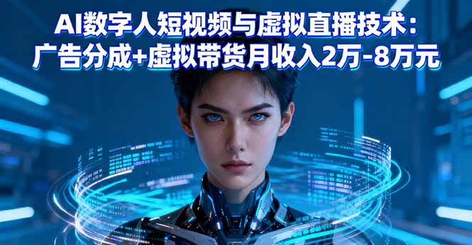 (16148期)AI数字人短视频与虚拟直播技术:广告分成+虚拟带货月收入2万-8万元-九才资源网