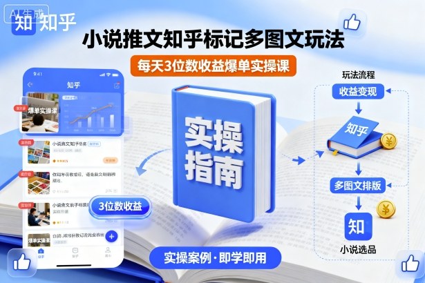 小说推文知乎标记多图文玩法,每天3位数收益爆单实操课-九才资源网